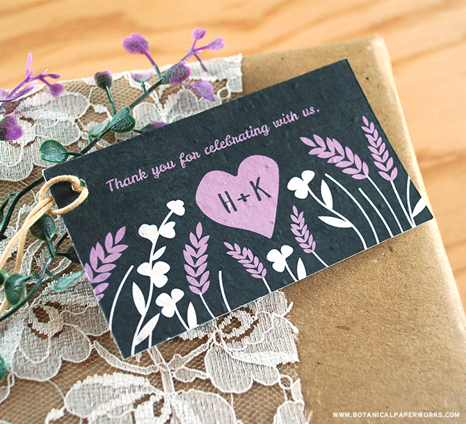 The Prairie Love Seed Paper Favor Tags beautifully incorporate more of the rustic, country-style elements into your wedding while gifting guests with their own wildflowers.