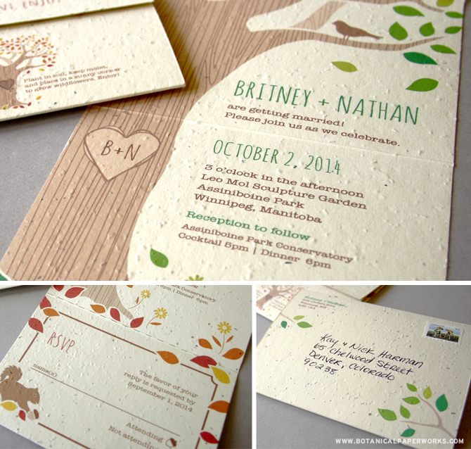 Botanical PaperWorks New Rustic Tree Seal and Send Invitation