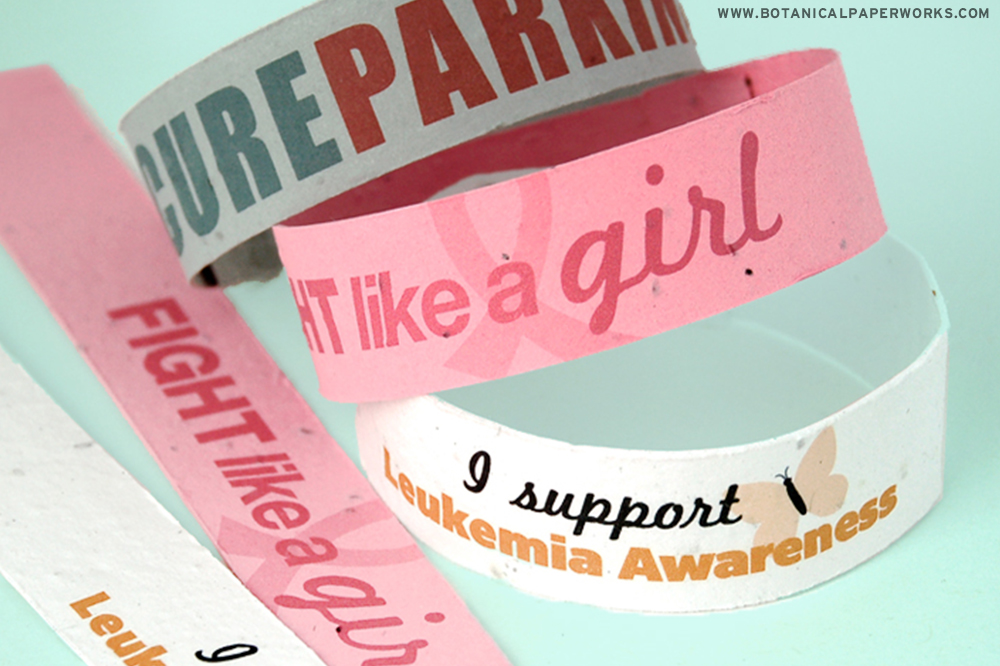 Perfect for spreading awareness, these #seedpaper wristbands are fully #plantable and will leave NO waste behind!