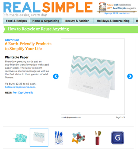Botanical PaperWorks seed paper plantable cards Real Simple Magazine