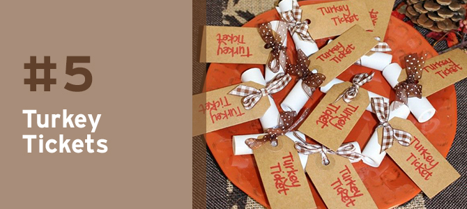 With these adorable turkey tickets, you can write as many special things as you want and roll it up into a scroll with a special bow. When dinnertime arrives, you and your loved ones can take turns reading your Turkey Tickets!