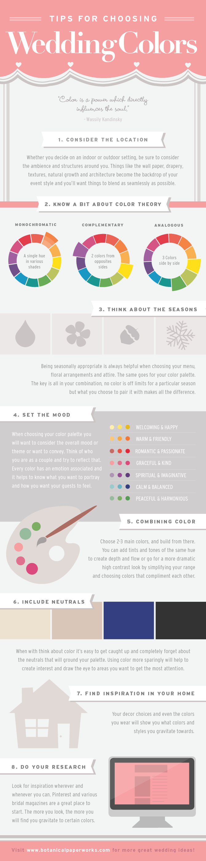 Tips For Choosing Wedding Colors: An easy to follow guide to planning the perfect palette. 