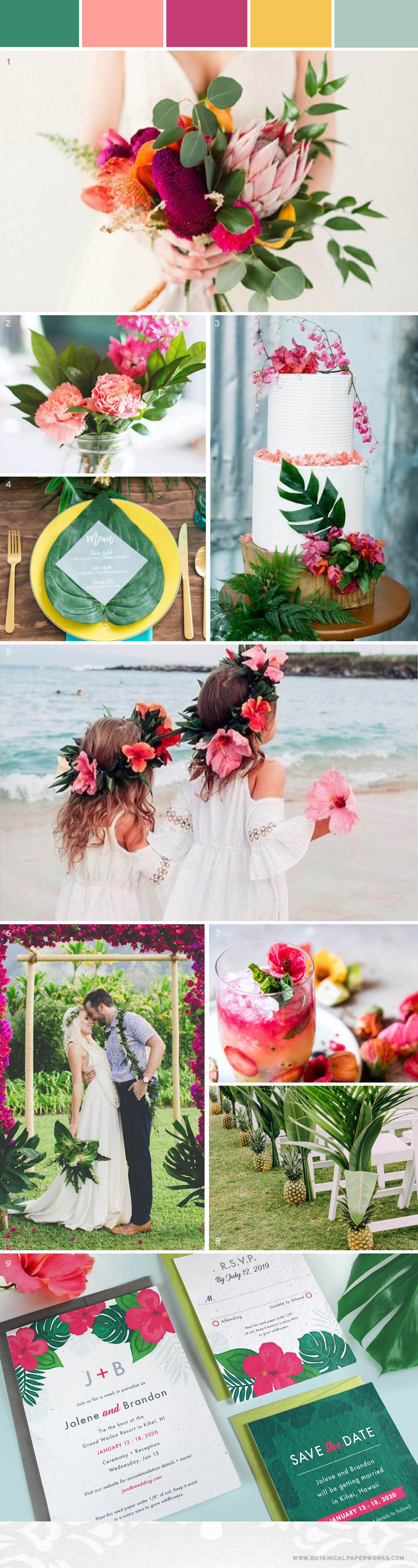 With vibrant pops of color, an ocean breeze, and exotic floral details, this tropical destination wedding inspiration will have you dreaming about a getaway wedding in paradise.