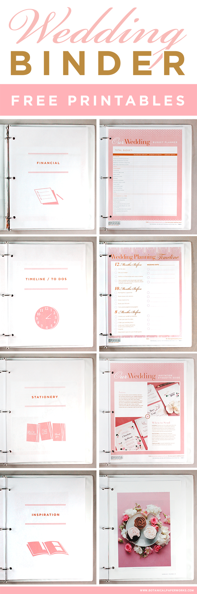 Get access to these FREE printables to help you create the wedding planning binder of your dreams!