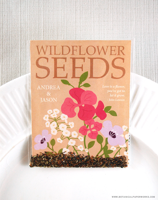 Perfect for the wildflower theme, these #seedpacket #weddingfavors will let your guests grow their own blooms! #weddings
