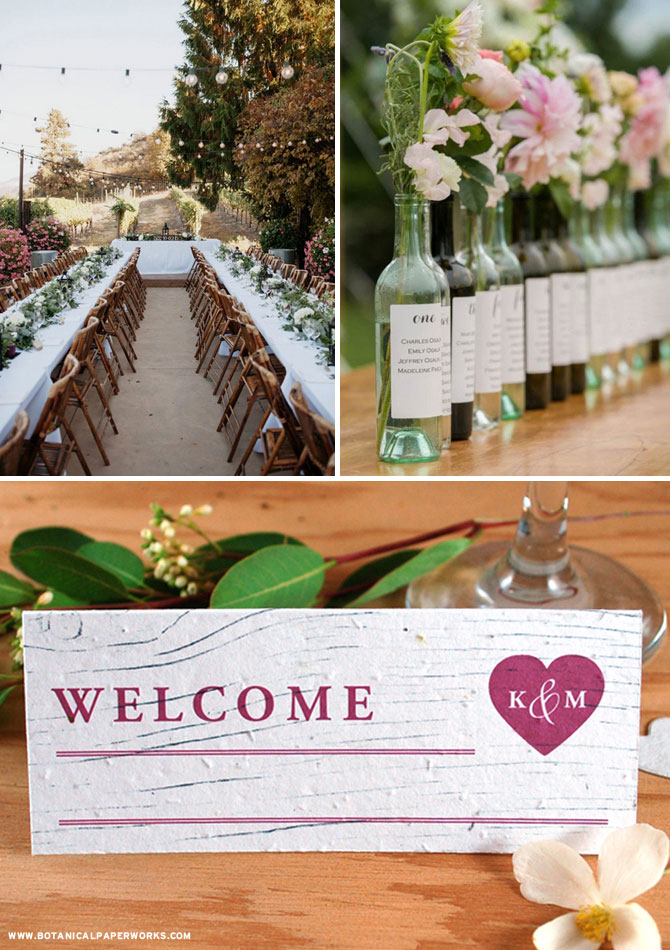 Direct guests to their seats with these rustic seed paper place cards that are absolutely perfect for winery weddings!