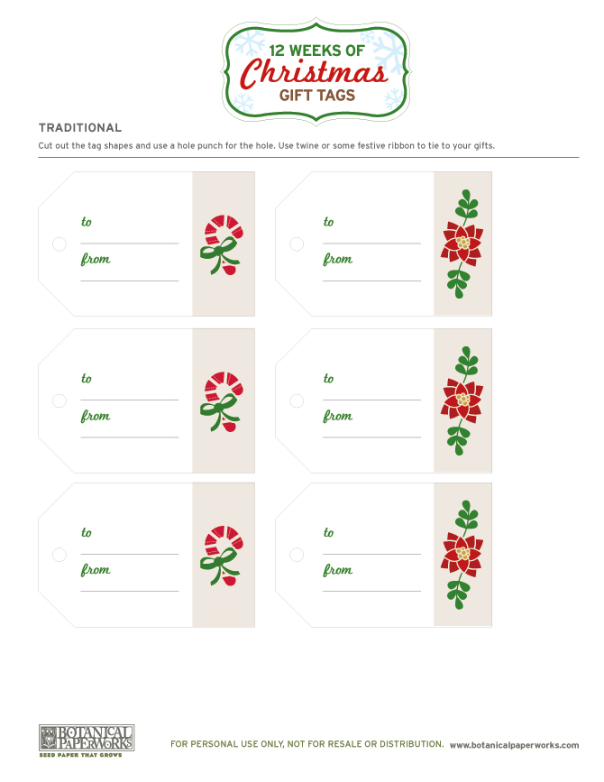 Botanical PaperWorks 12 Weeks of Christmas: Free Printable Christmas Gift Tags