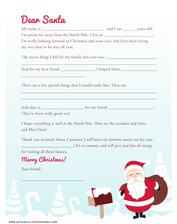 Back with Week 5 of the 12 Weeks of Christmas and we have a super fun free Fill-in-the-Blank Letter to Santa for you.