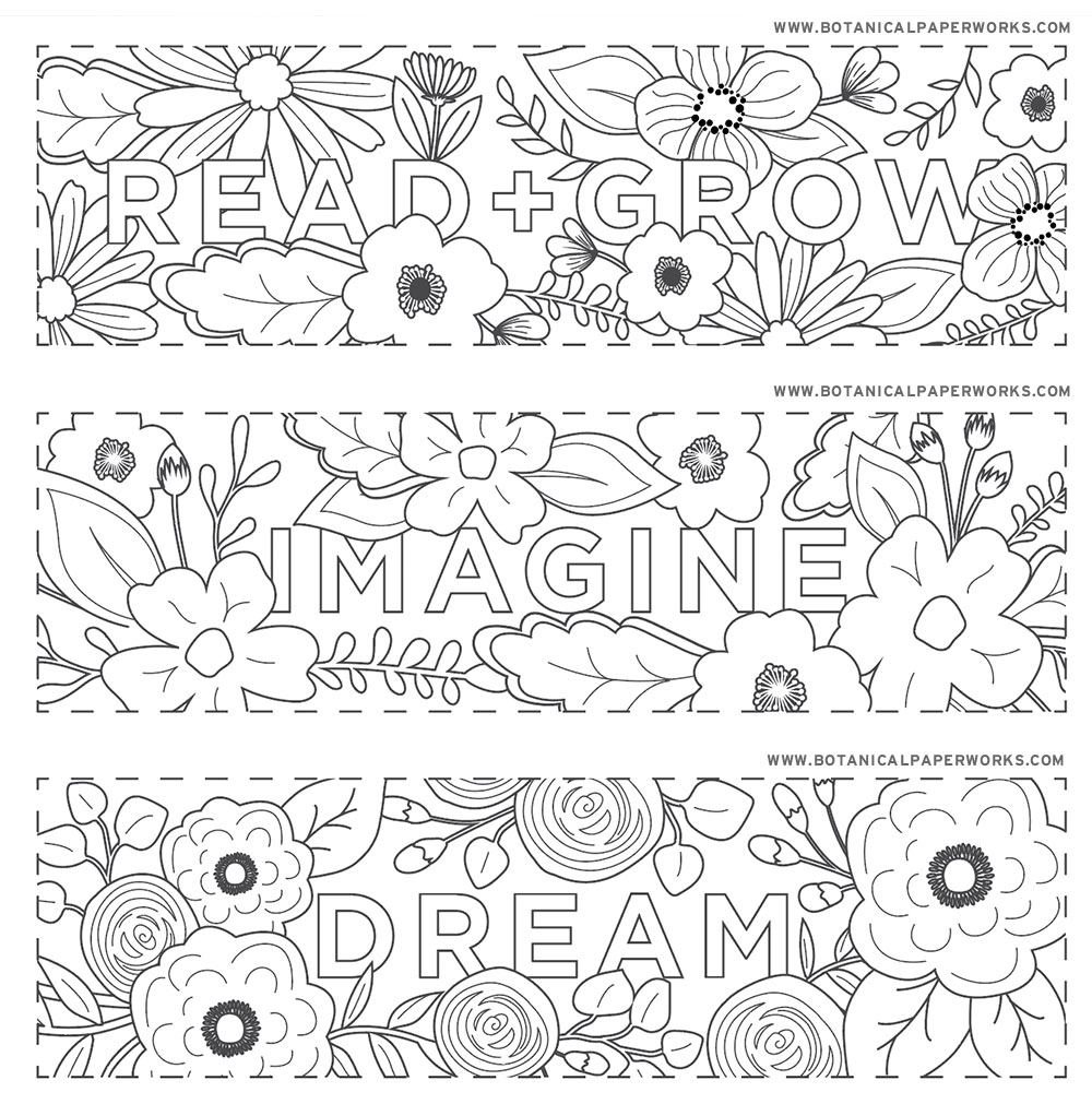 Free Printables} Read + Grow Coloring Bookmarks For Back-To-School -  Botanical Paperworks