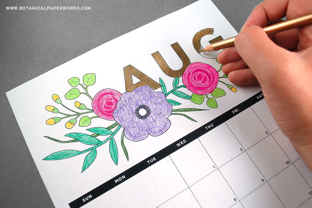 Get organized the creative way with this Free Printable 2018 Coloring Calendar!