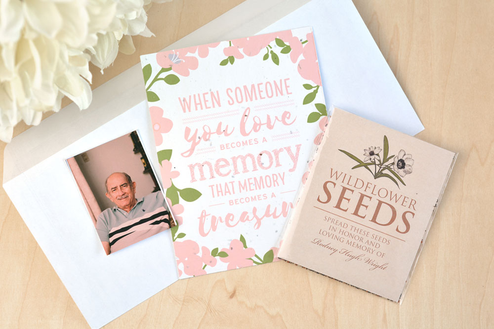 mailed seed paper memorial packages