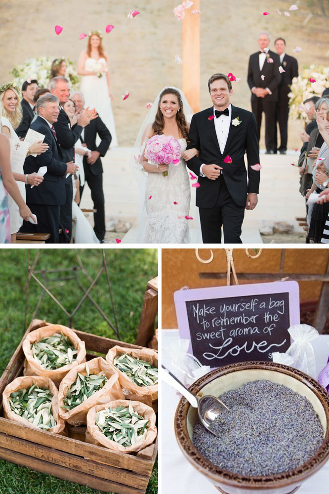 Dried herbs, flowers or leaves are a beautiful alternative to throwing rice at a wedding.